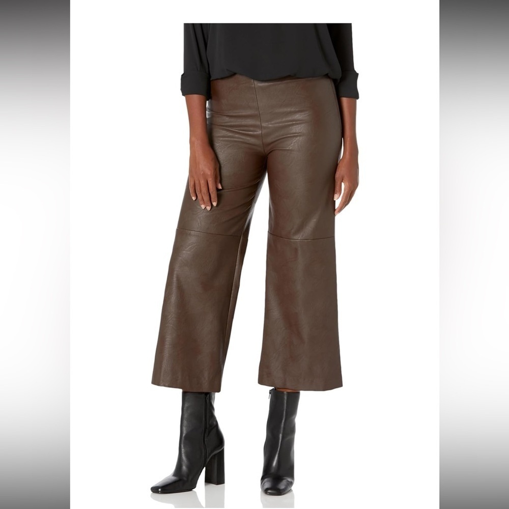 NWT Karen Kane Women's Brown Wide Leg Leather Pants